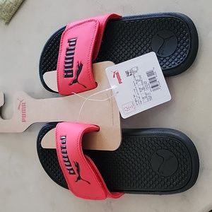 PUMA SLIDES RED BLACK NEW SIZE 1 YOUTH New! HIGH RISK